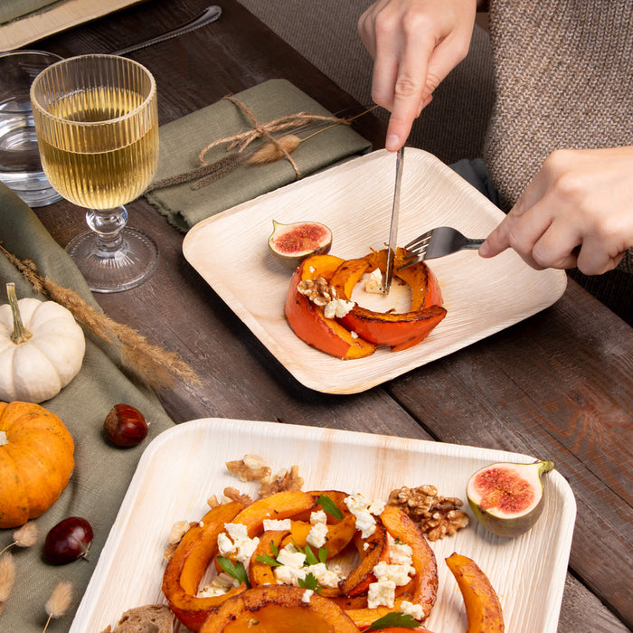 Assiette carrée feuille de palmier 20 x 20 cm