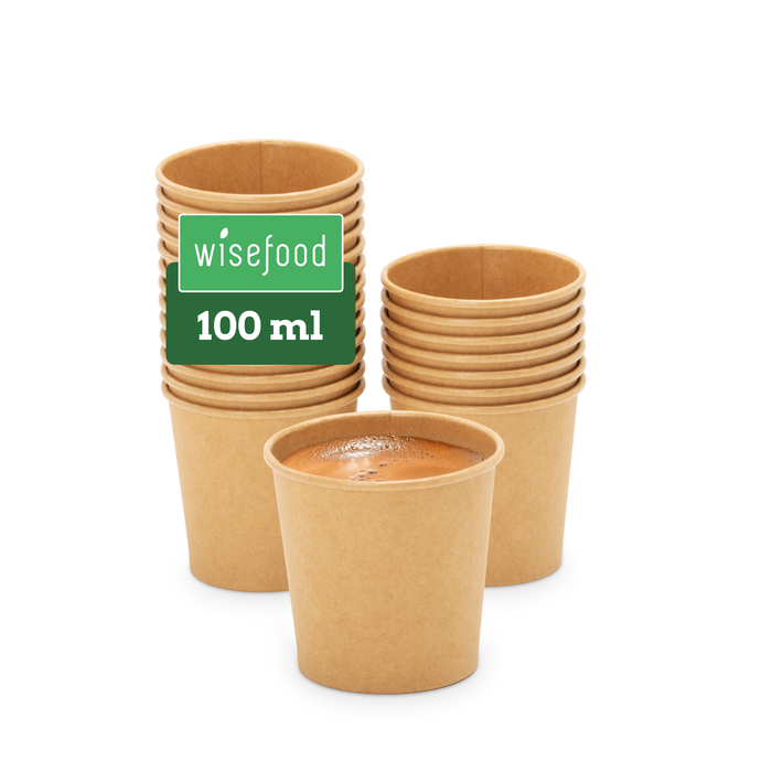 Gobelet en carton bio, 100 ml, certifié FSC®, compostable à domicile, marron, Ø 6,3 x 6,2 cm