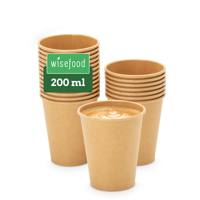 Gobelet en carton bio, 200 ml, certifié FSC®, compostable à domicile, marron, Ø 8 x 9,2 cm
