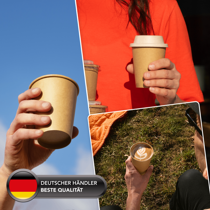Gobelet en carton bio, 200 ml, certifié FSC®, compostable à domicile, marron, Ø 8 x 9,2 cm