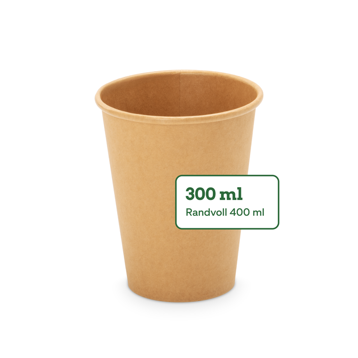 Gobelet en carton bio, 300 ml, certifié FSC®, compostable à domicile, marron, Ø 9 x 11 cm