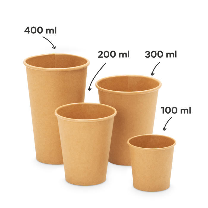 Gobelet en carton bio, 300 ml, certifié FSC®, compostable à domicile, marron, Ø 9 x 11 cm