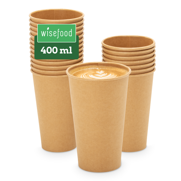 Gobelet en carton bio, 400 ml, certifié FSC®, compostable à domicile, marron, Ø 9 x 13,6 cm