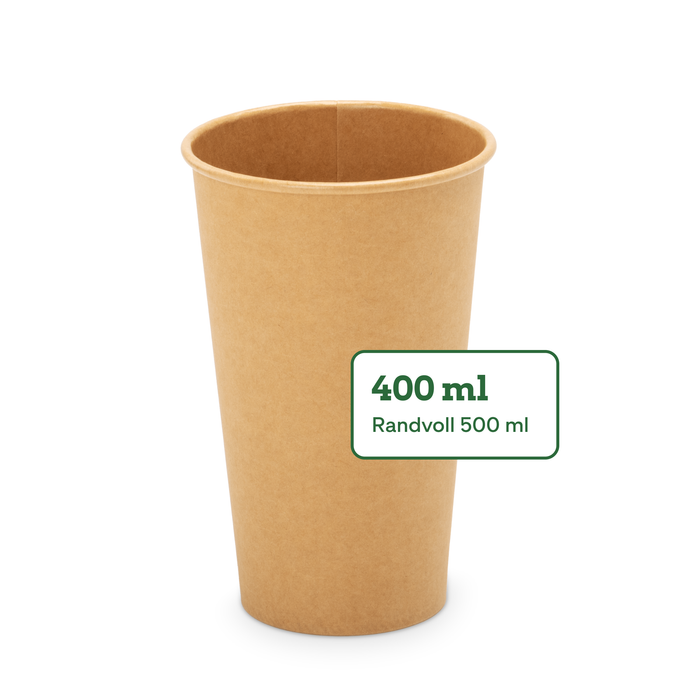 Gobelet en carton bio, 400 ml, certifié FSC®, compostable à domicile, marron, Ø 9 x 13,6 cm