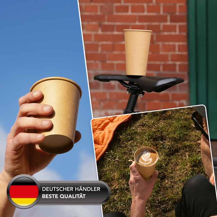 Gobelet en carton bio, 400 ml, certifié FSC®, compostable à domicile, marron, Ø 9 x 13,6 cm