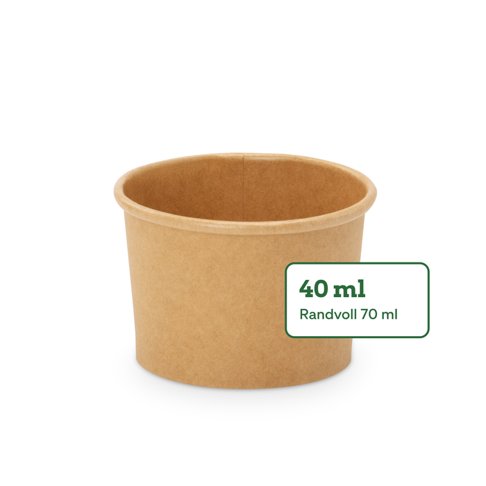 Ramequin bio pour sauces, 40 ml, papier, certifié FSC®, compostable à domicile, brun, Ø 6,15 x 4 cm
