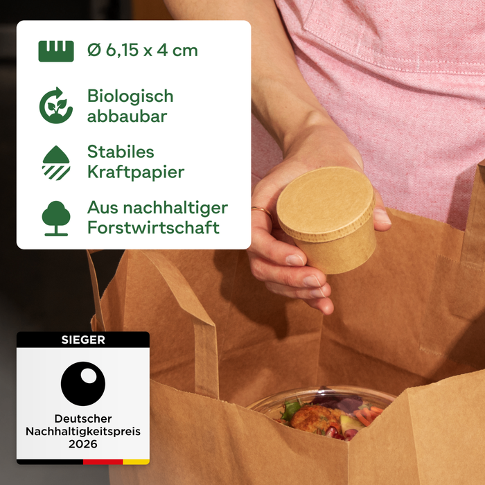 Ramequin bio pour sauces, 40 ml, papier, certifié FSC®, compostable à domicile, brun, Ø 6,15 x 4 cm