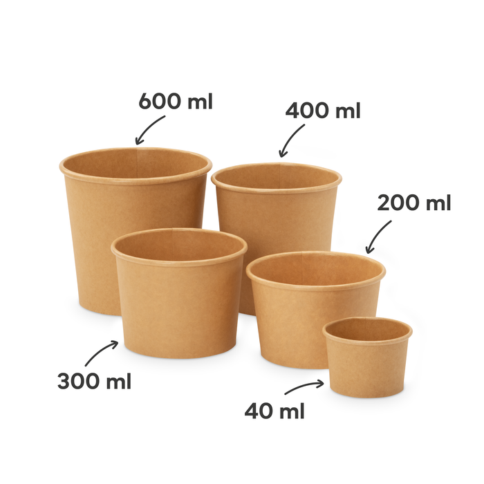 Ramequin bio pour sauces, 40 ml, papier, certifié FSC®, compostable à domicile, brun, Ø 6,15 x 4 cm