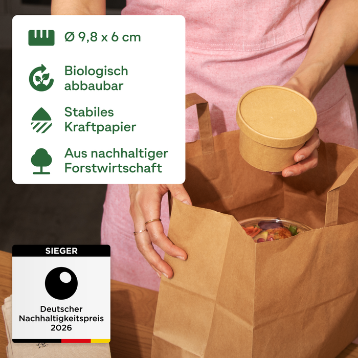 Gobelet bio à emporter, 200 ml, papier, certifié FSC®, compostable à domicile, marron, Ø 9,8 x 6 cm