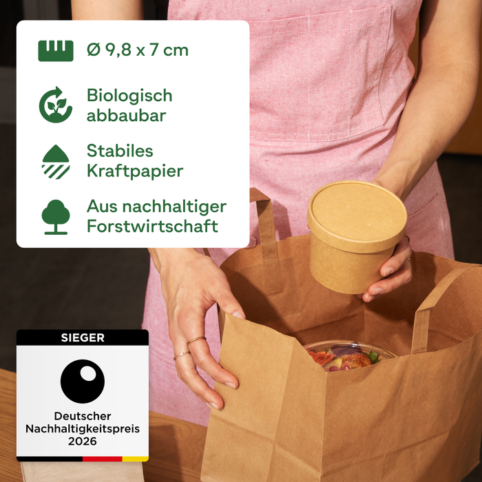 Gobelet à emporter bio, 300 ml, papier, certifié FSC®, compostable à domicile, marron, Ø 9,8 x 7 cm