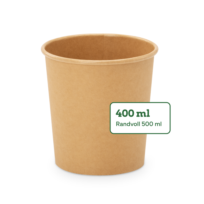 Gobelet Bio Take-Away, 400 ml, papier, certifié FSC®, compostable à domicile, marron, Ø 9,8 x 9,9 cm