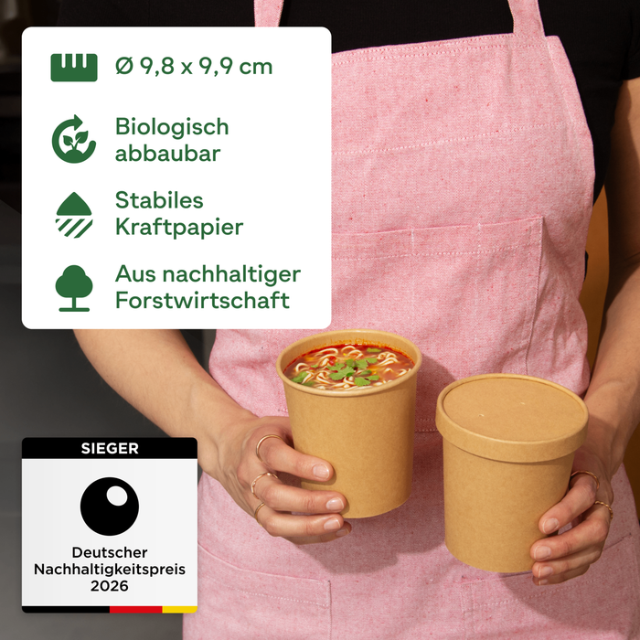 Gobelet Bio Take-Away, 400 ml, papier, certifié FSC®, compostable à domicile, marron, Ø 9,8 x 9,9 cm