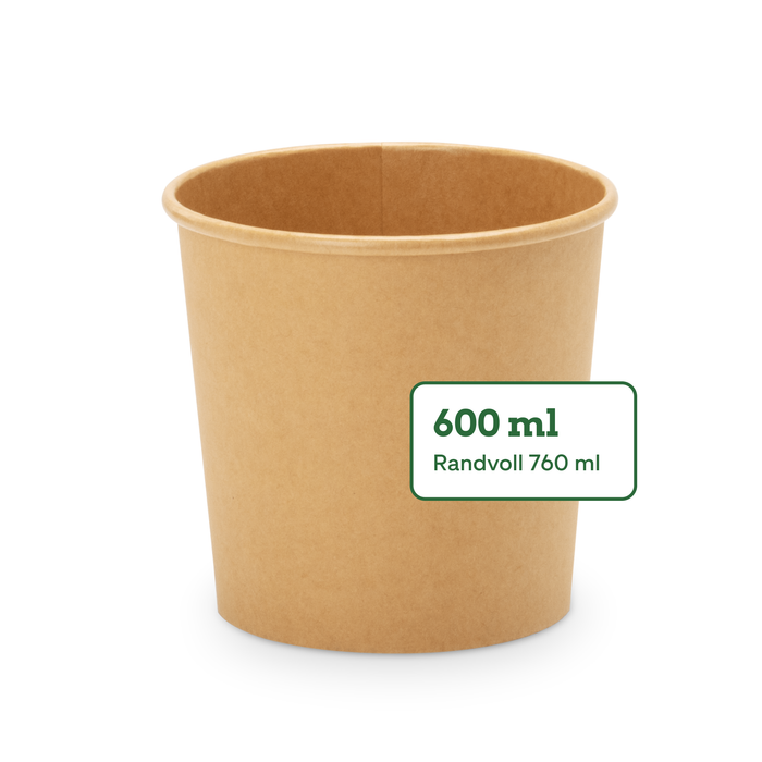 Gobelet bio à emporter, 600 ml, papier, certifié FSC®, compostable à domicile, marron, Ø 11,5 x 10,8 cm