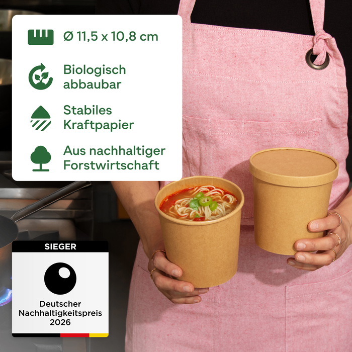 Gobelet bio à emporter, 600 ml, papier, certifié FSC®, compostable à domicile, marron, Ø 11,5 x 10,8 cm