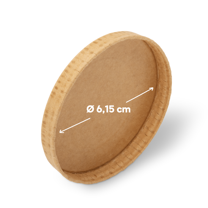 Couvercle en carton bio pour barquette de trempette de 40 ml, certifié FSC®, compostable à domicile, marron, Ø 6,15 cm