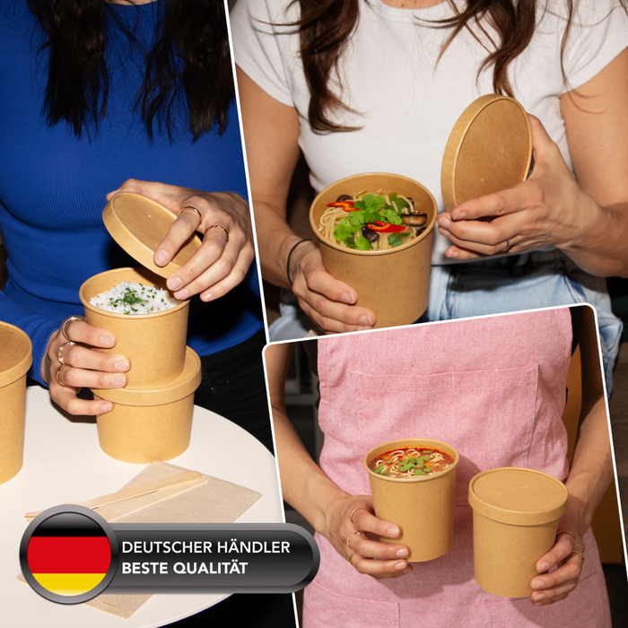 Couvercles en carton bio pour gobelets en papier de 600 ml, certifiés FSC®, compostables à domicile, marron, Ø 11,5 cm