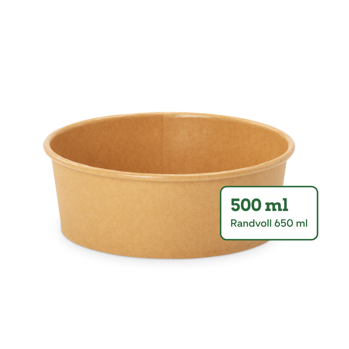 Barquette alimentaire bio à emporter, 500 ml, papier, certifié FSC®, compostable à domicile, marron, Ø 15 x 5 cm
