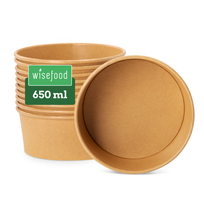 Barquette Bio à emporter, 650 ml, papier, certifié FSC®, compostable à domicile, marron, Ø 15 x 6 cm