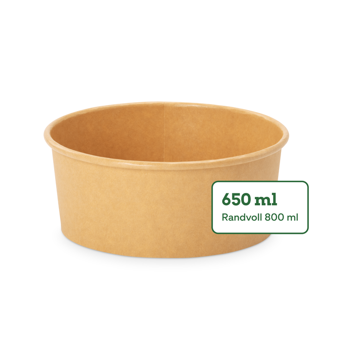 Barquette Bio à emporter, 650 ml, papier, certifié FSC®, compostable à domicile, marron, Ø 15 x 6 cm