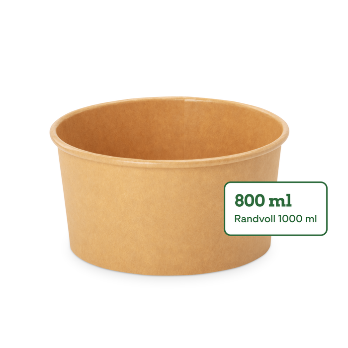 Barquette bio à emporter, 800 ml, papier, certifié FSC®, compostable à domicile, marron, Ø 15 x 7,5 cm