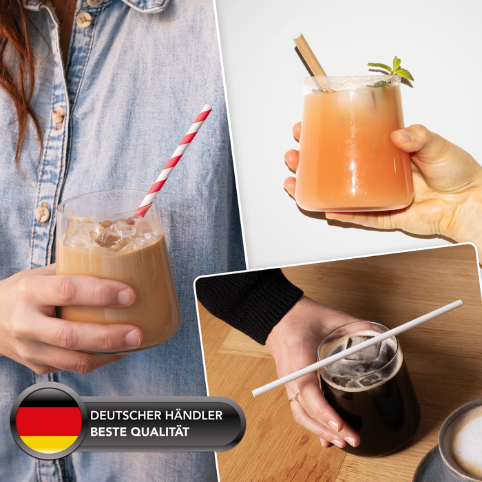 Pailles en papier 8x245mm noir