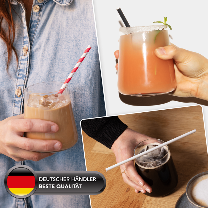 Pailles en papier 6 x 200 mm blanc