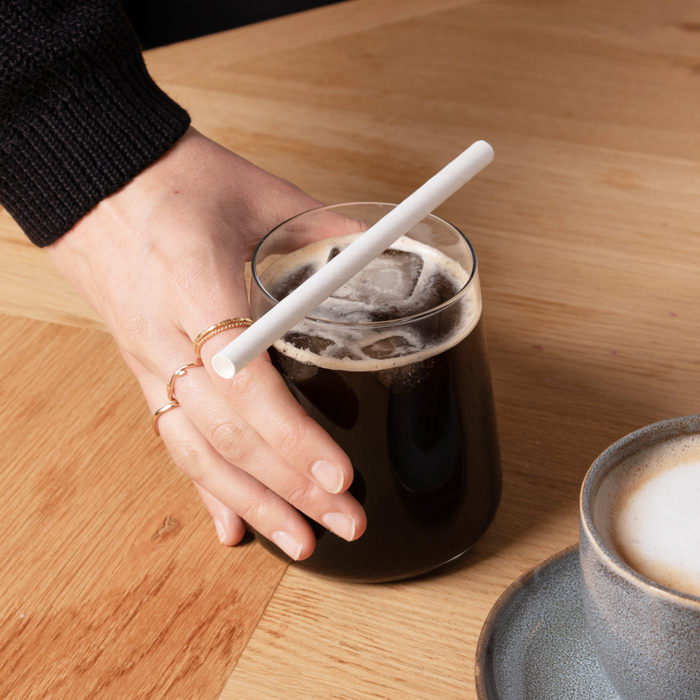 Pailles en papier 8x145mm blanc