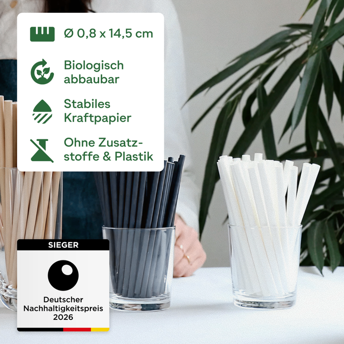 Pailles en papier 8x145mm blanc