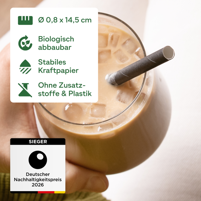 Pailles en papier 8 x 145 mm noir