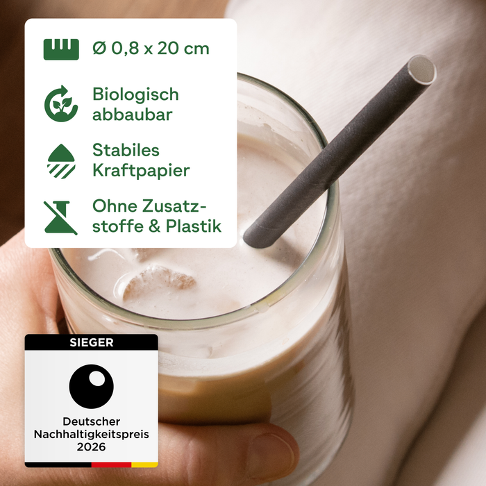 Pailles en papier 8x200mm noir