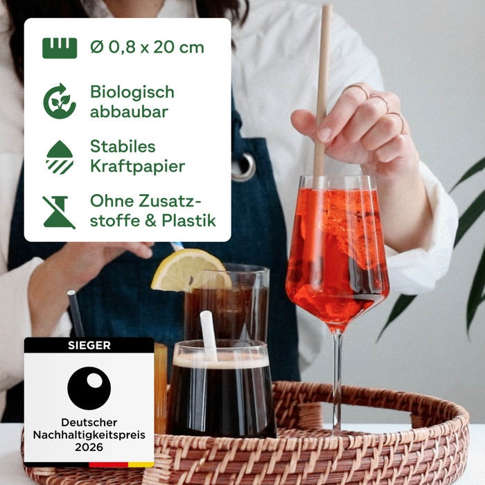 Pailles en papier kraft 8x200mm