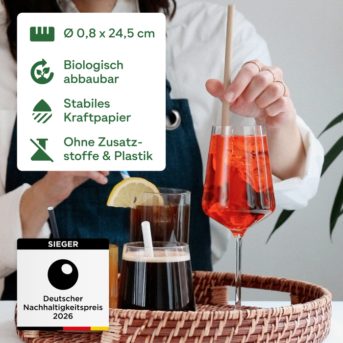 Pailles en papier kraft 8x245mm