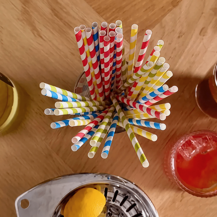Pailles en papier 6x200mm colorées