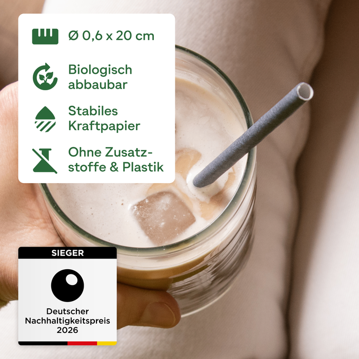 Pailles en papier 6x200mm noir emballées individuellement