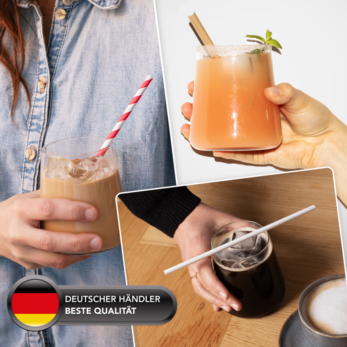 Pailles en papier 6x200mm noir emballées individuellement