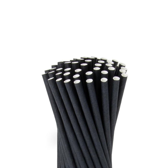 Pailles en papier, noires, Ø 0,6 x 14,5 cm
