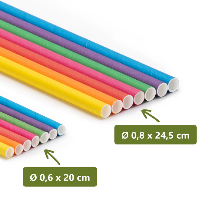 Pailles en papier, couleurs assorties, Ø 0,8 x 24,5 cm