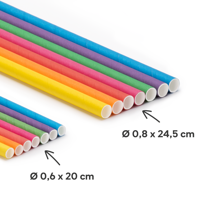 Pailles en papier, couleurs assorties, Ø 0,8 x 24,5 cm