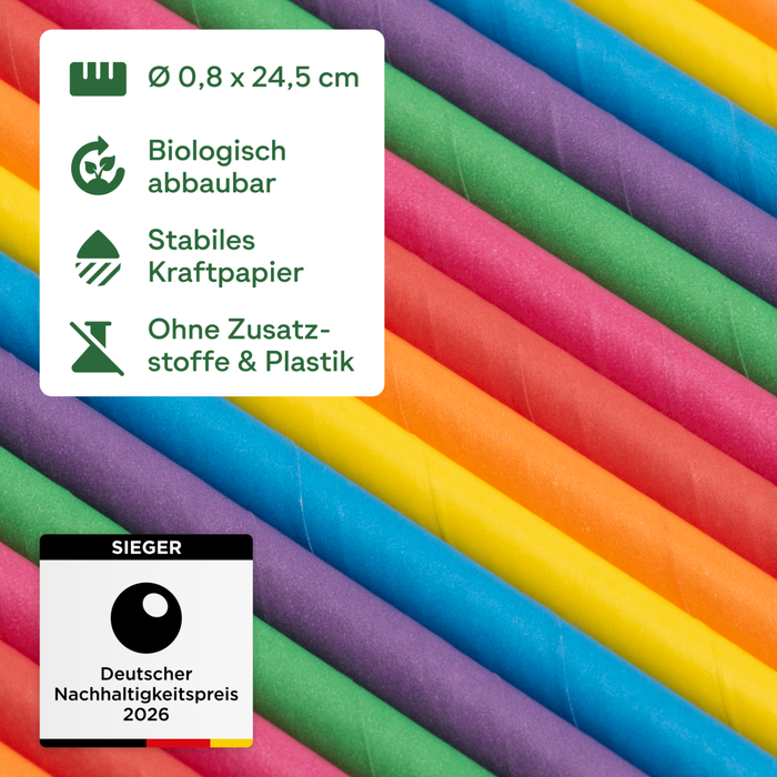 Pailles en papier, couleurs assorties, Ø 0,8 x 24,5 cm