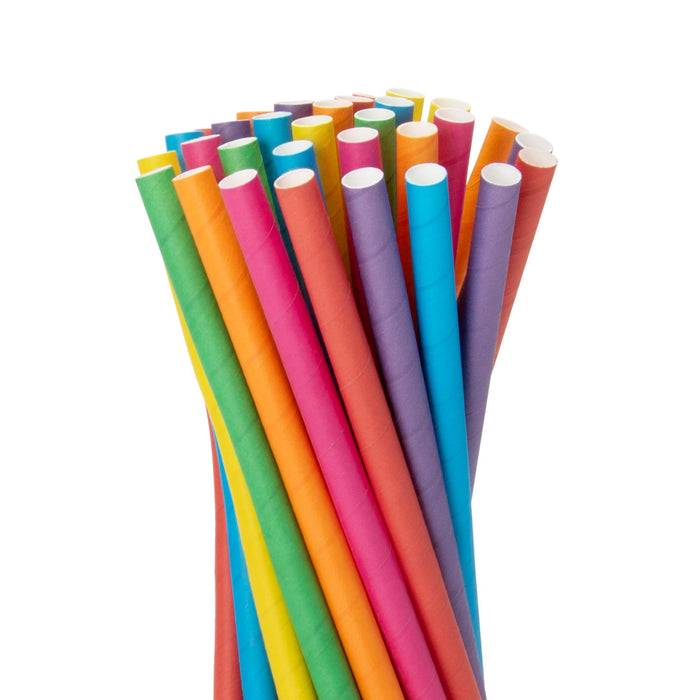 Pailles en papier pour bubble tea, colorées, biseautées, Ø 1,2 x 24,5 cm