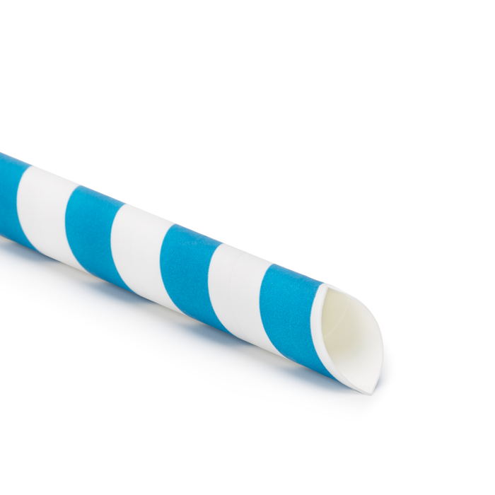 Paille en papier pour bubble tea, rayée multicolore, biseautée, Ø 1,2 x 24,5 cm