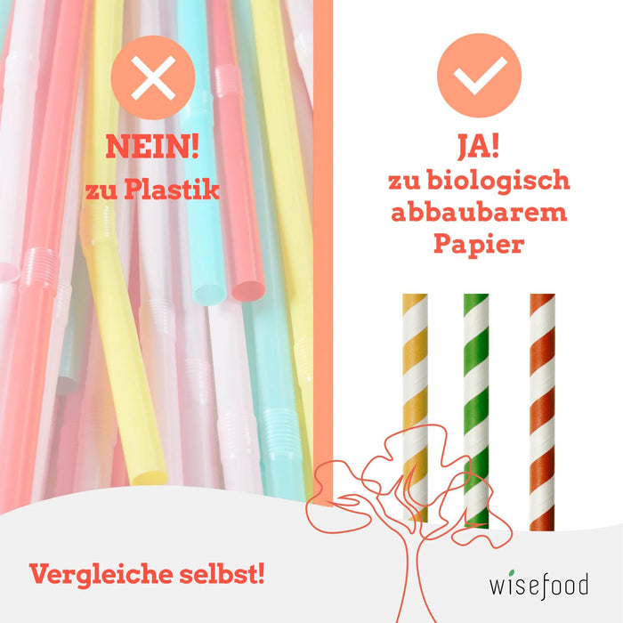 Paille en papier pour bubble tea, colorée, Ø 1,2 x 24,5 cm