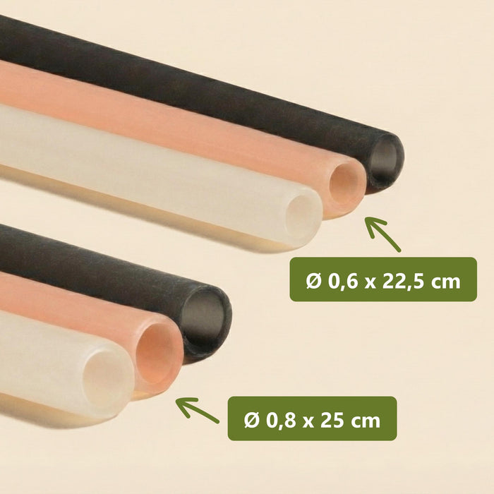 Pailles de riz comestibles, noires, Ø 8 mm x 25 cm