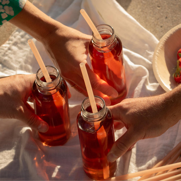 Pailles de riz comestibles, brunes, Ø 6 mm x 22,5 cm