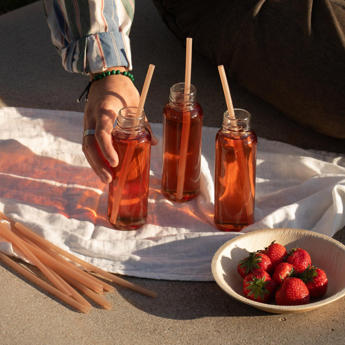 Paille de riz comestible, brune, Ø 8 mm x 25 cm