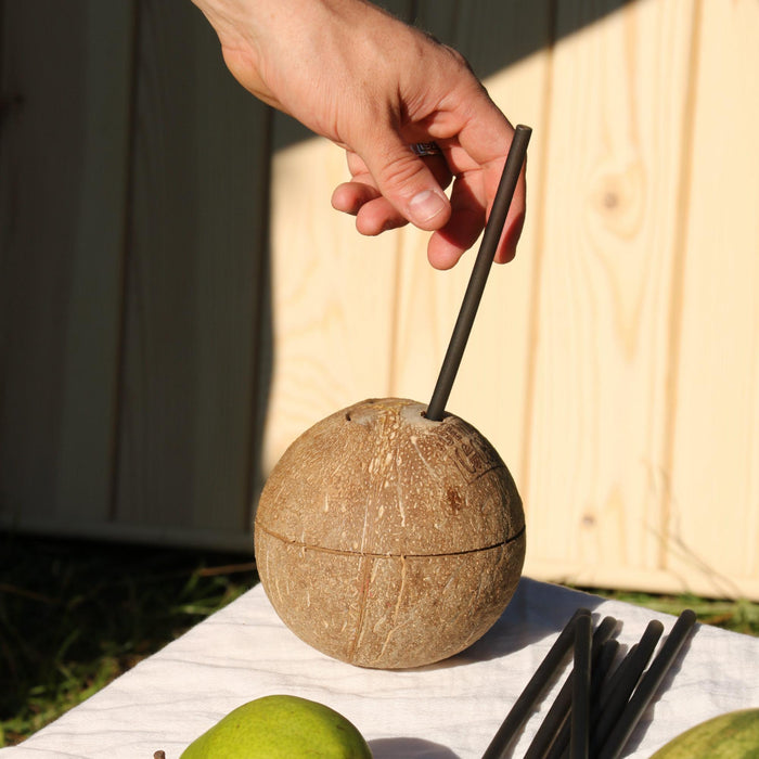 Pailles de riz comestibles, noires, Ø 8 mm x 25 cm