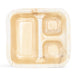 Einweg-Schale aus Palmblatt, dreifach unterteilt, 350 + 2x 100 ml, rechteckig, 26,5 x 25 x 3,5 cm, beige

