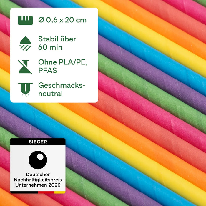 Paille en papier, colorée, Ø 0,6 x 20 cm