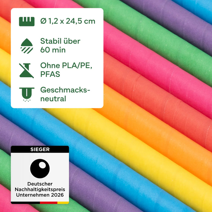 Paille en papier pour bubble tea, colorée, biseautée, Ø 1,2 x 24,5 cm