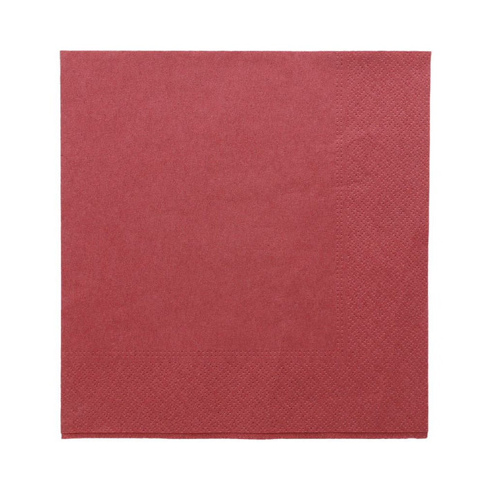 Serviettes en papier - carré bordeaux 33 cm 3 plis pli 1/4